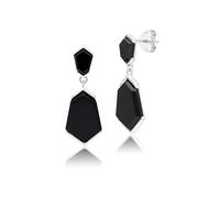 Gemondo Grand Deco Hexagon Black Onyx Drop Earrings in Sterling Silver
