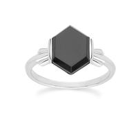 Gemondo Grand Deco Hexagon Black Onyx Ring in Sterling Silver - O