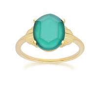Gemondo Grand Deco Oval Chalcedony Ring in Gold Vermeil - L