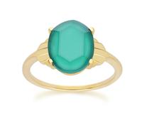 Gemondo Grand Deco Oval Chalcedony Ring in Gold Vermeil - O