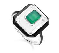 Gemondo Grand Deco Rock Crystal, Chalcedony & Enamel Statement Ring In Sterling Silver - N