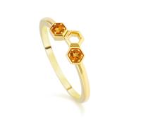 Gemondo Honeycomb Inspired Citrine Stack Ring in 9ct Yellow Gold - P
