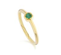 Gemondo Honeycomb Inspired Emerald Solitaire Ring in 9ct Yellow Gold - O