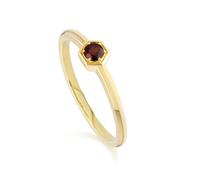 Gemondo Honeycomb Inspired Garnet Solitaire Ring in 9ct Yellow Gold - P