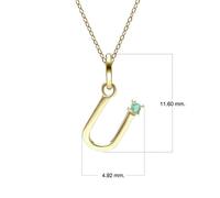 Gemondo Initial Emerald Letter Necklace In 9ct Yellow Gold - U