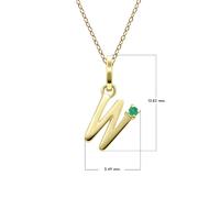 Gemondo Initial Emerald Letter Necklace In 9ct Yellow Gold - W