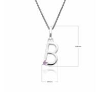 Gemondo Initial Pink Sapphire Letter Charm Necklace in 9ct White Gold - B