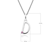 Gemondo Initial Pink Sapphire Letter Charm Necklace in 9ct White Gold - D