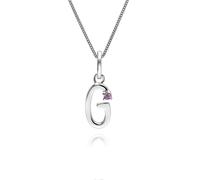 Gemondo Initial Pink Sapphire Letter Charm Necklace in 9ct White Gold - G