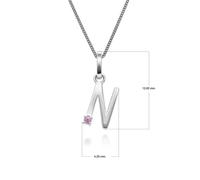 Gemondo Initial Pink Sapphire Letter Charm Necklace in 9ct White Gold - N