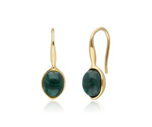Gemondo Irregular B Gem Malachite Drop Earrings in Yellow Gold Plated Silver