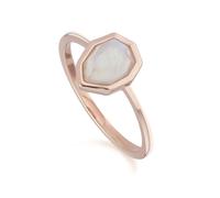 Gemondo Irregular B Gem Rainbow Moonstone Ring in Rose Gold Plated Silver - L