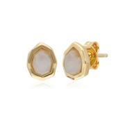 Gemondo Irregular B Gem Rainbow Moonstone Stud Earrings in Gold Plated Silver