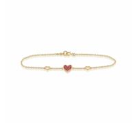 Gemondo Women's Classic Round Ruby Heart Bracelet in 9ct Yellow Gold in Red | Size: 7 inches Gemondo Red 7 inches