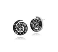 Gemondo Marcasite Earrings, 925 Sterling Silver 0.38ct Art Nouveau Marcasite Swirl Stud Earrings