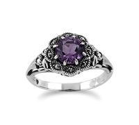 Gemondo Marcasite Ring, Sterling Silver 0.65ct Amethyst & Marcasite Ring