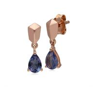Gemondo Micro Statement Tanzanite Earrings in Rose Gold Plated Silver