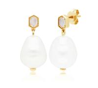 Gemondo Modern Baroque Pearl & Moonstone Drop Earrings in Gold Plated Sterling Silver