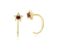 Gemondo Modern Classic Garnet Pull Through Hoop Earrings in 9ct Yellow Gold