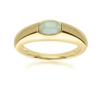 Gemondo Modern Classic Oval Jade Green Ring in 18ct Gold Plated Silver - P