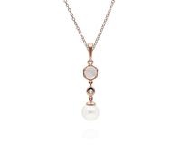 Gemondo Modern Pearl, Moonstone & Topaz Drop Pendant in Rose Gold Plated Silver