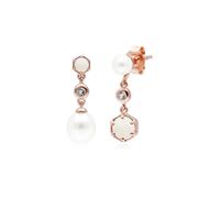 Gemondo Modern Pearl, Opal & Topaz Mismatched Drop Earrings in Rose Gold Plated Silver