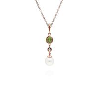 Gemondo Modern Pearl, Peridot & Topaz Drop Pendant in Rose Gold Plated Silver