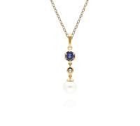 Gemondo Modern Pearl, Tanzanite & Topaz Drop Pendant in Gold Plated Silver