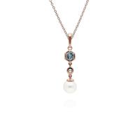Gemondo Modern Pearl & Topaz Drop Pendant in Rose Gold Plated Silver