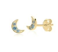 Gemondo Night Sky London Blue Topaz Moon Stud Earrings in 9ct Yellow Gold