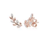 Gemondo O Leaf Diamond Pave Stud Earrings in 9ct Rose Gold