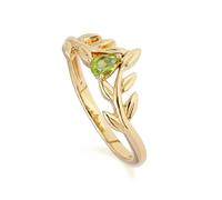 Gemondo O Leaf Peridot Wishbone Ring in 9ct Yellow Gold - M