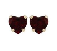 Gemondo Petite Heart Garnet Stud Earrings in 9ct Yellow Gold