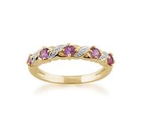 Gemondo Pink Sapphire Ring, 9ct Yellow Gold 0.50ct Pink Sapphire & Diamond Half Eternity Ring