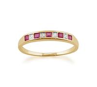 Gemondo Ruby Eternity Ring, 9ct Yellow Gold 0.28ct Natural Ruby & Diamond Classic Half Eternity Ring