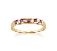 Gemondo Ruby Eternity Ring, 9ct Yellow Gold 0.28ct Natural Ruby & Diamond Classic Half Eternity Ring