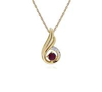 Gemondo Ruby Necklace, 9ct Yellow Gold Ruby & Diamond Spiral Pendant with 45cm Chain