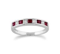 Gemondo Ruby Ring, 9ct White Gold 0.49ct Ruby & Diamond Half Eternity Ring