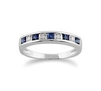 Gemondo Sapphire Ring, 9ct White Gold 0.44ct Light Blue Sapphire & Diamond Half Eternity Ring