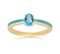 Gemondo Siberian Waltz Blue Enamel & London Blue Topaz Ring in Gold Plated Silver - O