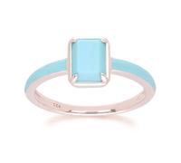 Gemondo Siberian Waltz Blue Enamel & Octagon Turquoise Ring In Rose Gold Vermeil - L