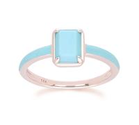 Gemondo Siberian Waltz Blue Enamel & Octagon Turquoise Ring In Rose Gold Vermeil - N