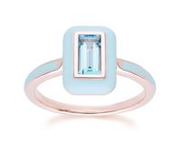 Gemondo Siberian Waltz Blue Enamel & Swiss Blue Topaz Ring In 18ct Rose Gold Plated Sterling Silver - Y