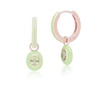 Gemondo Siberian Waltz Green Enamel & Oval Peridot Hoop Earrings in Rose Gold Plated Sterling Silver