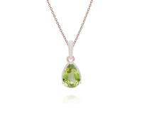 Siberian Waltz Green Enamel & Pear Peridot Pendant Necklace In Rose Gold Vermeil