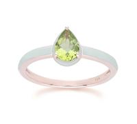 Gemondo Siberian Waltz Green Enamel & Pear Peridot Ring In Rose Gold Vermeil - L