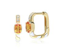 Gemondo Siberian Waltz Topaz & Orange Sapphire Square Hoop Earrings in 9ct Gold