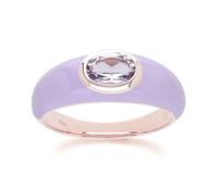 Gemondo Siberian Waltz Violet Enamel & Octagon Amethyst Ring In Rose Gold Vermeil - L