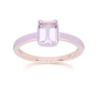 Gemondo Siberian Waltz Violet Enamel & Octagon Pink Amethyst Ring In Rose Gold Vermeil - M