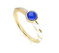 Gemondo Siberian Waltz White Enamel & Lapis Lazuli Ring in Gold Plated Sterling Silver - N